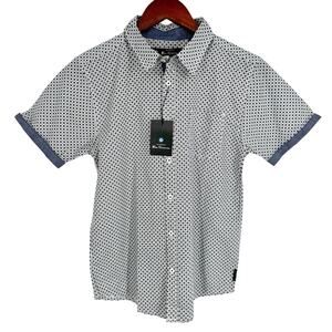 NEW NWT Ben Sherman BOYS Sz Large 14/16 Navy Blue Shirt Top Short Sleeve